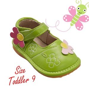 Green Daisies Squeaker Mary Jane - Girls
